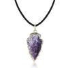COAI Leather Necklace Arrowhead Necklace Raw Amethyst Crystal Necklace for