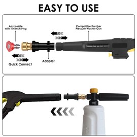Pressure Washer Gun Adapter with 1/4'' Quick Connect Female, Nozzle Connector Accessories, Compatible with Karcher/Kärcher K Series K2, K3, K4, K5, K6, K7 High Pressure Washers,for Car, Yard Cleaning