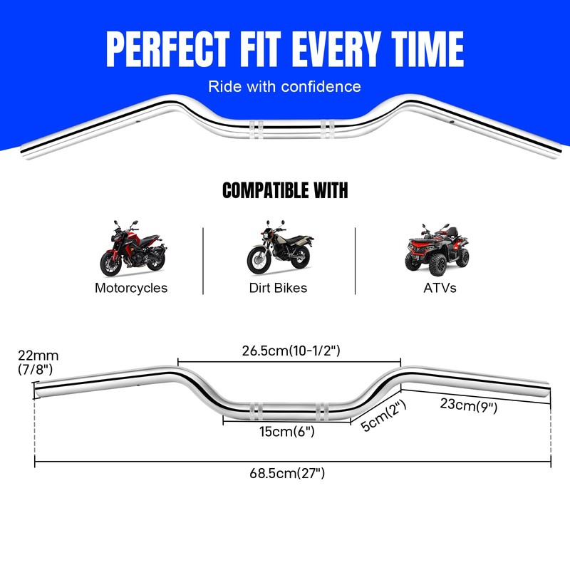 DREAMIZER 7/8 motorcycle handlebars, Universal 22mm Handlebars Motorcycle Bars for