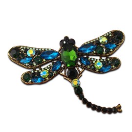 FVLFIL Seraphis Dragonfly Brooch Rhinestone Dress Pin Crystal Brooches for Women