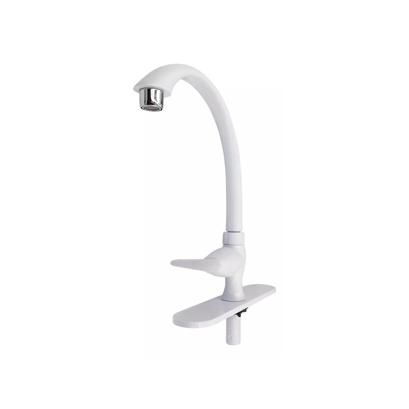 Llave para Lavabo de Cuello Rígido color Blanco para Fregadero