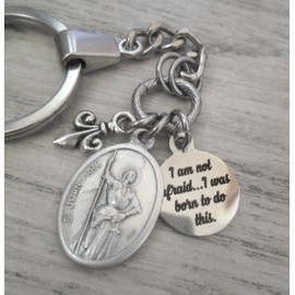 St. Joan of Arc Necklace, Keychain or Clip, Patron Saint Confirmation Gift, I Am Not Afraid, I Was Born To Do This