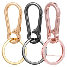 Tyqour 3 Pcs Keychain Clips, Key Ring Clip Metal Key Chain Hooks, Key Organizer for Home Car Keys Key Finder Women Men (Gold, Rose Gold, Black)