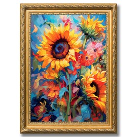 Zidoley Sunflower Stamped Cross Stitch Kits, Cross Stitch Ornament Kits for Adults Beginners, Counted Embroidery 14 CT Needlework Stitching Sewing Kit Home Wall Art Decor 12x16 Inch