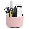 Czzmy Round Leather Art Supply Organizer,Remote Control Holder with Adjustable