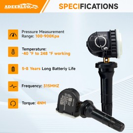 ADEERLUO Pre-Programmed TPMS Tire Pressure Sensor Fits for/Ford Expedition Edge Explorer F150 F250 F350 Fusion for/Mustang Ranger for/Lincoln Continental MKZ MKX Navigator #F2GZ1A189A F2GT1A180AB