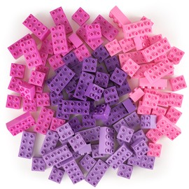 Strictly Briks Building Blocks - Compatible with Lego Duplo - 108-Piece Set, Pink, Magenta, Lavender & Purple - Big Bricks for Toddlers & Kids Age 3+ - Jumbo Toy Building Set & Toddler Gift
