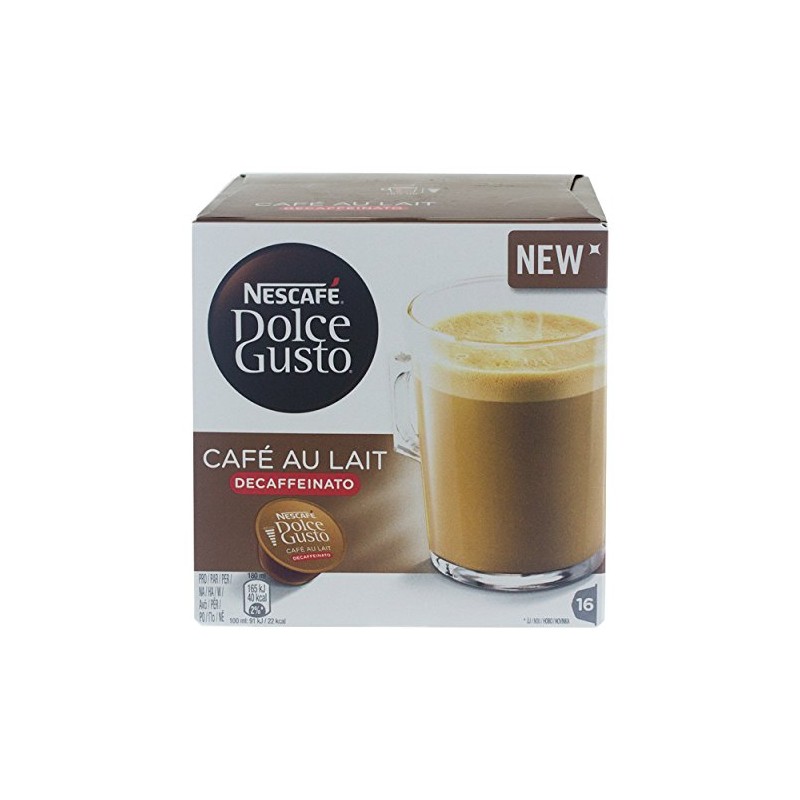 Nescafé Dolce Gusto Cafe au Lait Decaffeinato, Decaffeinated Coffee, 16