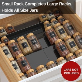 Spice Drawer Organizer Black (Jars Not Included) - 5 Tier Acrylic Seasoning Drawer Organizer - Kitchen Spice Rack for Drawer, Cabinet, Countertop - Expandable From 9'' to17.5 In''