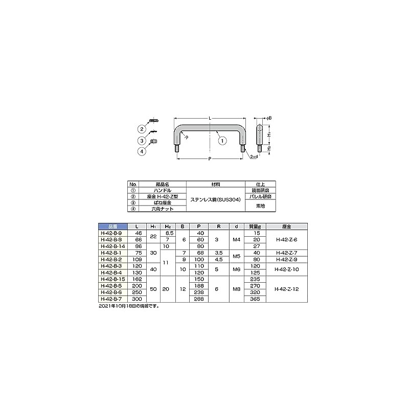 sugatune工業 Stainless Steel Handle H – 42 – B type