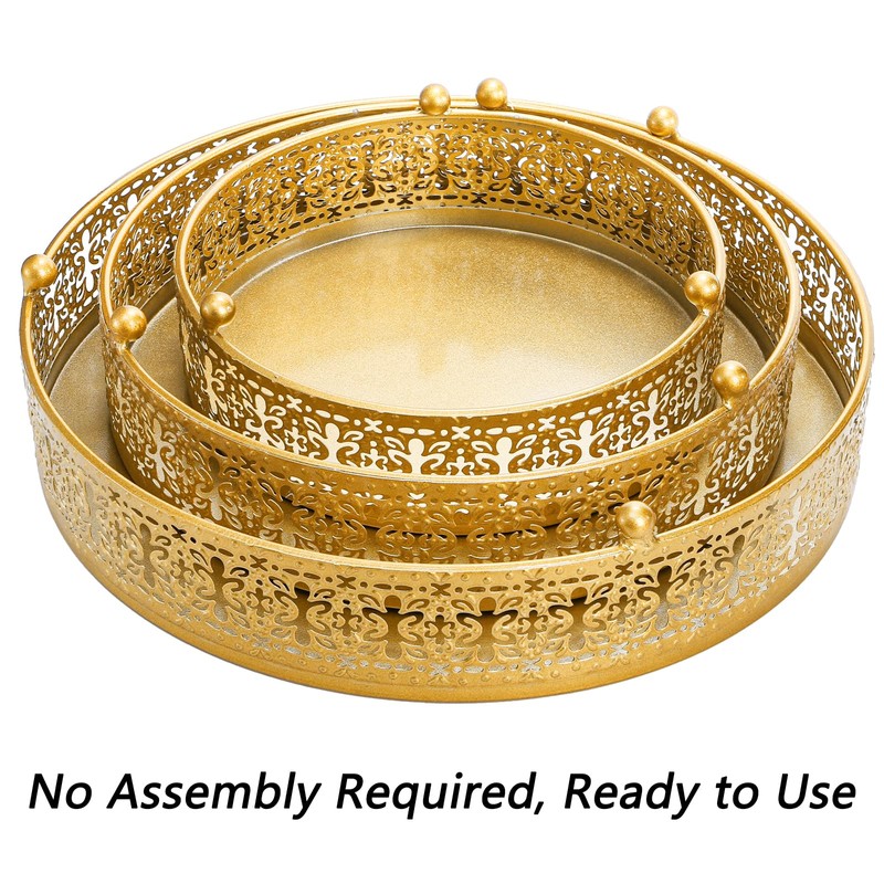 Youeon 3 Pack Metal Gold Cake Stand, 12/10/8 Inch Round
