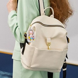 Clear Figures Display Bag, Portable Figures Storage Bag with Keychain, Mini Doll Hanging Blind Box, Single Zipper Closure Dustproof Collectibles Case for Mini Figures, Dolls (White, Semicircle)