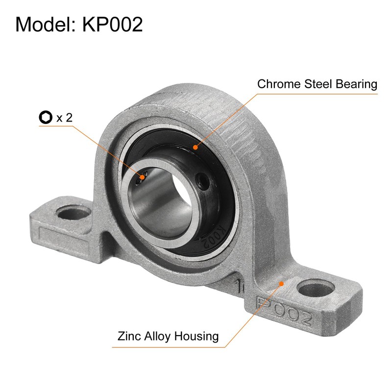 sourcing map 4pcs KP002 Flanged Pillow Block Bearings 15mm Bore,