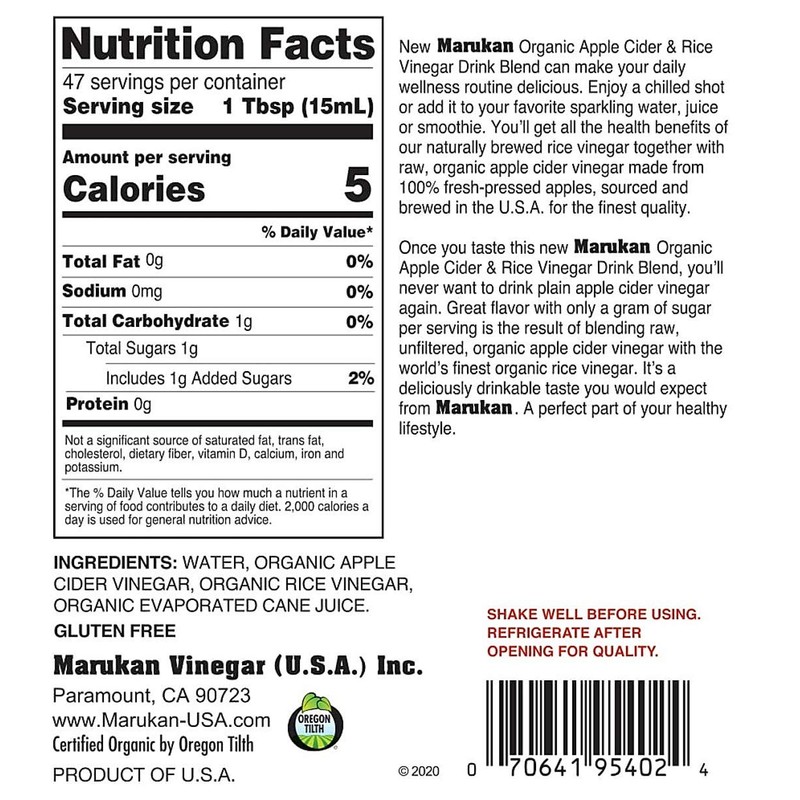 Marukan Organic Apple Cider Vinegar & Rice Vinegar Drink Blend,