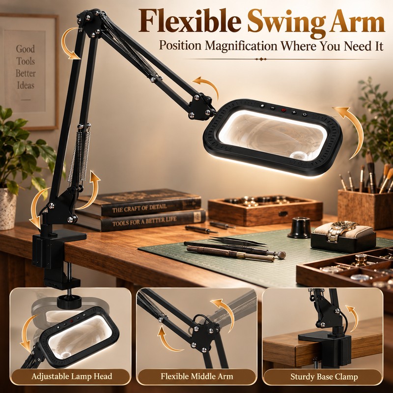 3X Magnifying Glass Lamp for Reading, Crafting or Close-Up Work