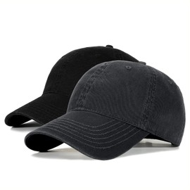 SD SHADOW DOMAIN Gorras de Béisbol - Cachuchas de 100% Algodón Ajustables para Hombres y Mujeres Gorras de Tenis (C 2 Piezas Negro + Gris)
