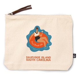 Lantern Press Daufuskie Island, South Carolina, Float Through Life, Inner-Tube, 100% Cotton Zipper Pouch, Travel Accessory, Go Bag