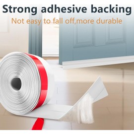 【2026 New Upgrade】 Wide Silicone Weather Stripping Door Seal with Strong Adhesive 2" x 20 ft, Draft Stopper Tape for Door Frame, Side and Bottom Gaps Strip for Glass Shower, Black