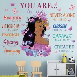 Wall Decals for Girls Bedroom,Girl Butterfly Magic Inspirational Quote Wall Decal, Butterfly Room Decor Motivational Saying Positive Wall Sticker for Nursery Playroom Bedroom Living Room Wall Decor