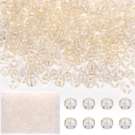 DoDoBeads 200 pcs 10×12mm Hair Beads, Clear Gold Glitter Large Hole Beads for Hair, Jumbo Hair Beads, Hair Beads for Braids, Acrylic Beads for Craft, Large Pony Beads, Big Beads for Hair