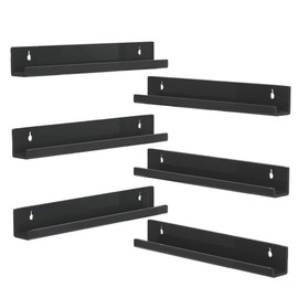 NIUBEE Acrylic Record Rack Wall Mount LP Album Cover Stand for Display, Length 11.8 inches (30 cm), Easy Installation (Black, 6)