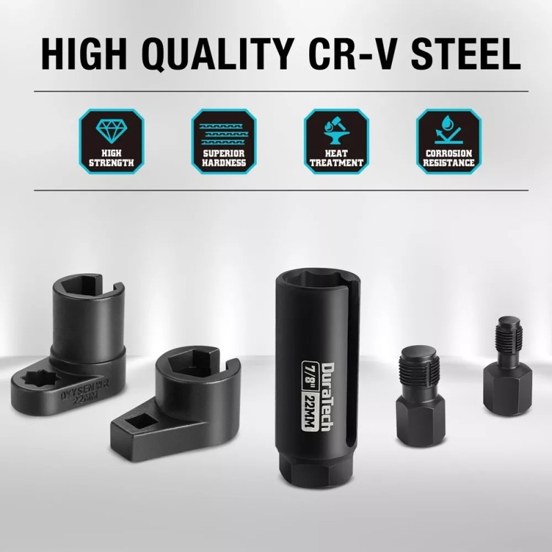 DURATECH 5PCS O2 Oxygen 3/8" 1/2" Drive x 7/8" 22mm