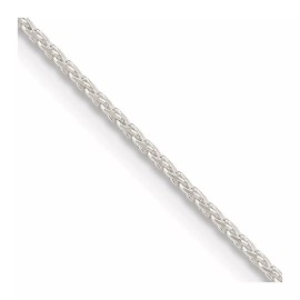 GlittersandGold Sterling Silver .95mm Diamond-cut Round Spiga Chain Necklace