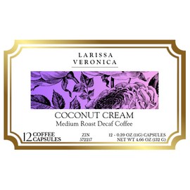 Coconut Cream Medium Roast Decaf Coffee (Single Serve K-Cup Pods) (Gourmet, Naturally Flavored, Whole Coffee Beans) (12 pods, ZIN: 572217) - 2 Pack