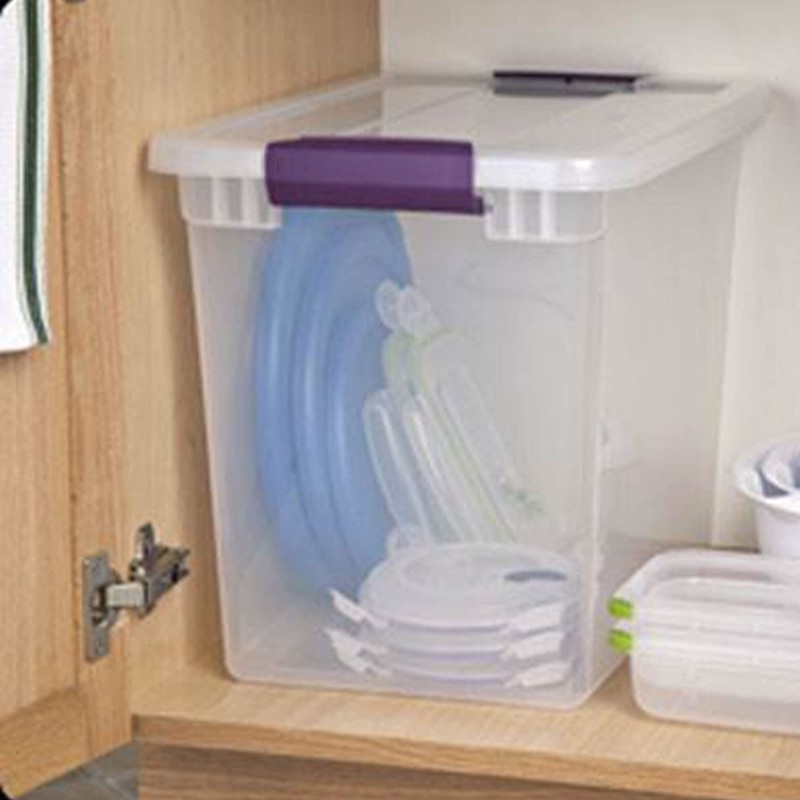 Sterilite 27 Quart Clear Latch Lid Storage Container Tote, 6