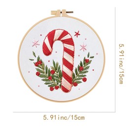 JCBCKJ Christmas Embroidery Beginner Set - A Cross Stitch Set Suitable for Beginners, with Step-by-Step Guide, Pre Printed Fabric, Christmas Candy Pattern Embroidery