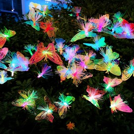 JJGoo 2 Pack Solar Garden Lights, Solar Butterfly Swaying Light for Outside, New Upgraded Outdoor Waterproof Light for Garden Patio Yard Front Porch Decor