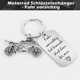 AWAMRWA Motorrad Schlüsselanhänger mit Schutzengel, Glücksbringer - Fahr vorsichtig, Engel Motorrad Schlüsselanhänger Geschenk für Motorradfahrer, Jungs Männer Vater Geburtstagsgeschenk
