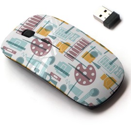 2.4G Wireless Mouse with Cute Pattern Design for All Laptops and Desktops with Nano Receiver - Art Supplies Flat