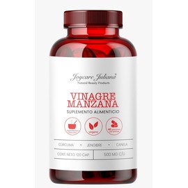 Vinagre de Manzana Suplemento Alimenticio Curcuma Jengibre Canela Ingredientes Naturales Vegano 120 Capsulas 500mg                                    