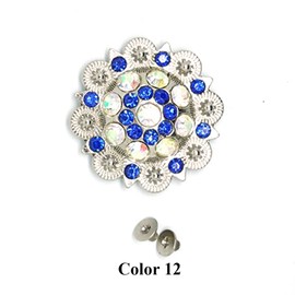 ABCD MarryAcc Berry Conchos with Screws Metal Flower Rhinestone Conchos 12 Pieces (Color 12)