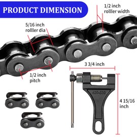 420 Motorcycle Chain - 420 Standard Roller Chain for 110cc 125cc Go Kart Dirt Pit Bike ATV Quad Scooter Mini Bike, Total 140 Links, Free Chain Breaker Included