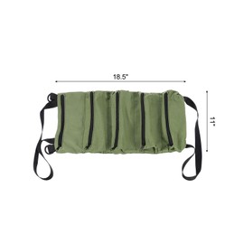 sourcing map Roll Up Tool Bag 18.5" x 11" Canvas Tool Bags with 5 Tool Pouches Compartments Multipurpose Utility Roll Tool Storage for Mechanics Plumbers Electricians Carpenters, Green