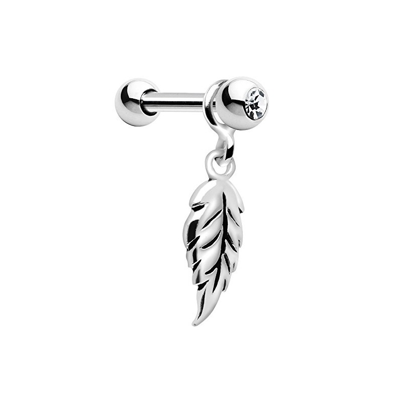 Body Candy 925 Silver Falling Feather Dangle Cartilage Earring