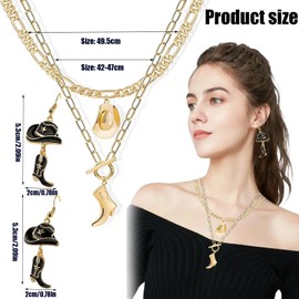 Cowgirl Accessories for Women, Cowboy Necklace and Earrings Set, Western Jewellery for Women, Stainless Steel Cowgirl Necklace and Cowboy Earrings, Perfect for Cowgirl Outfit and Cowboy Theme Party