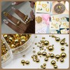 GZMAYUEN 920pcs Gold Silver Flatback Beads for Nails, Semi-Round White