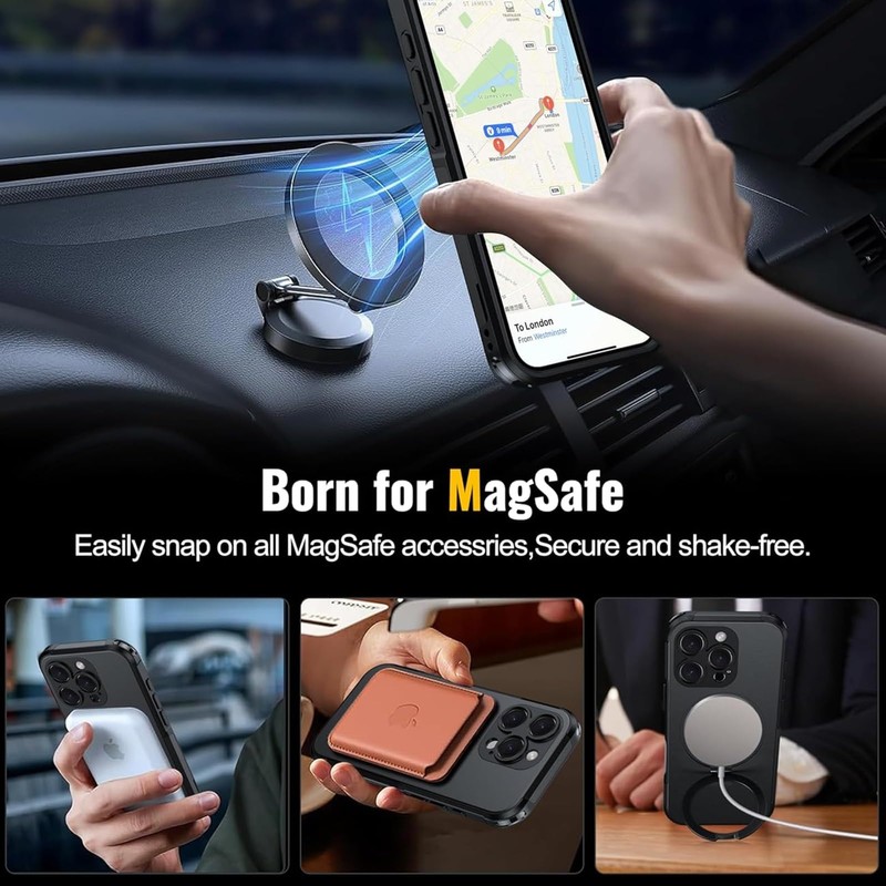 HGNOUA For 15 Pro Case Invisible Stand [12FT Military Shockproof