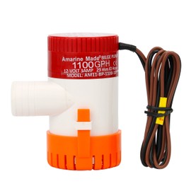 Amarine Made 1100gph 12v Boat Marine Plumbing Electric Bilge Pumps (1100gph 12v 3AMP 5AMP-Fuse 29MM ID Hose) White