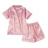 Miyanuby Girls Boys Pyjamas Set Button-up Silk Satin Pajamas Sleepwear