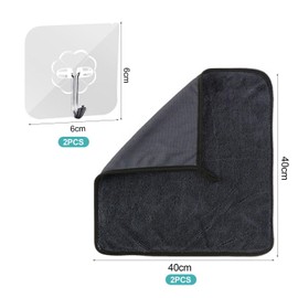 EPCDBBRT 2 Pieces Absorbent Square Towels, 2 Pieces Clear Hooks, Microfiber Towels, Car Absorbent Cleaning Towels, Bathroom Drying Cloths, Thickened Drying Towels, Kitchen Rags