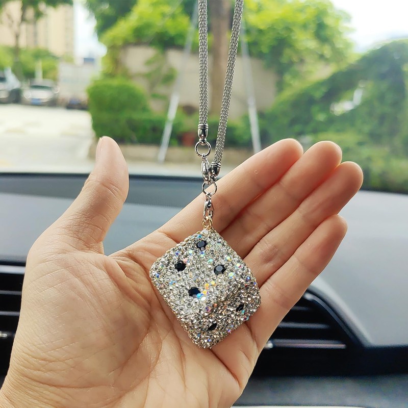 Bling Dice Rear View Mirror Accessories, Cute Car Accessories for