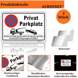 Sign Private Parking Prohibited Aluminium Reflective 20 x 30 cm Signs for Private Parking No Parking Sign Paid Towing UV Resistant Waterproof Rustproof with Drill Holes