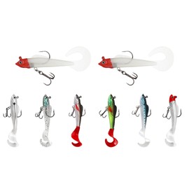 DOOCECIY 8 Pcs Fishing Lures Pike and Perch, 9cm Big Soft Pike Lure with 2 Luminous Lure