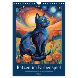 Cats in a play of colors, US-Version (Wall Calendar 2026 DIN A4 Portrait), CALVENDO 12 Month Wall Calendar