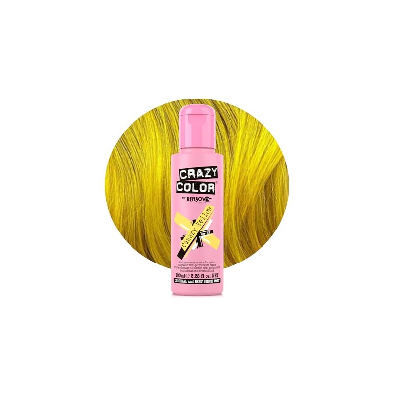 Crazy Color Vibrant Canary Yellow Semi-Permanent Hair Dye. Highly Pigmented