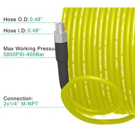 Selkie Pressure Washer Sewer Jetter Kit - 100Ft X1/4" Hydro Drain Jetter Cleaner Hose, Corner, Rotating and Button Nose Sewer Jetting Nozzle Waterproof Tape,Orifice 4.0 4.5,1/4 Inch NPT,5800 PSI
